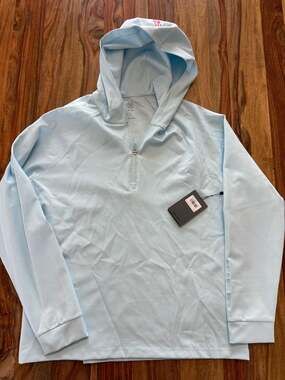 G/FORE Men's Double Knit Brushed Back Quarter Zip Hoodie Daybreak Size L